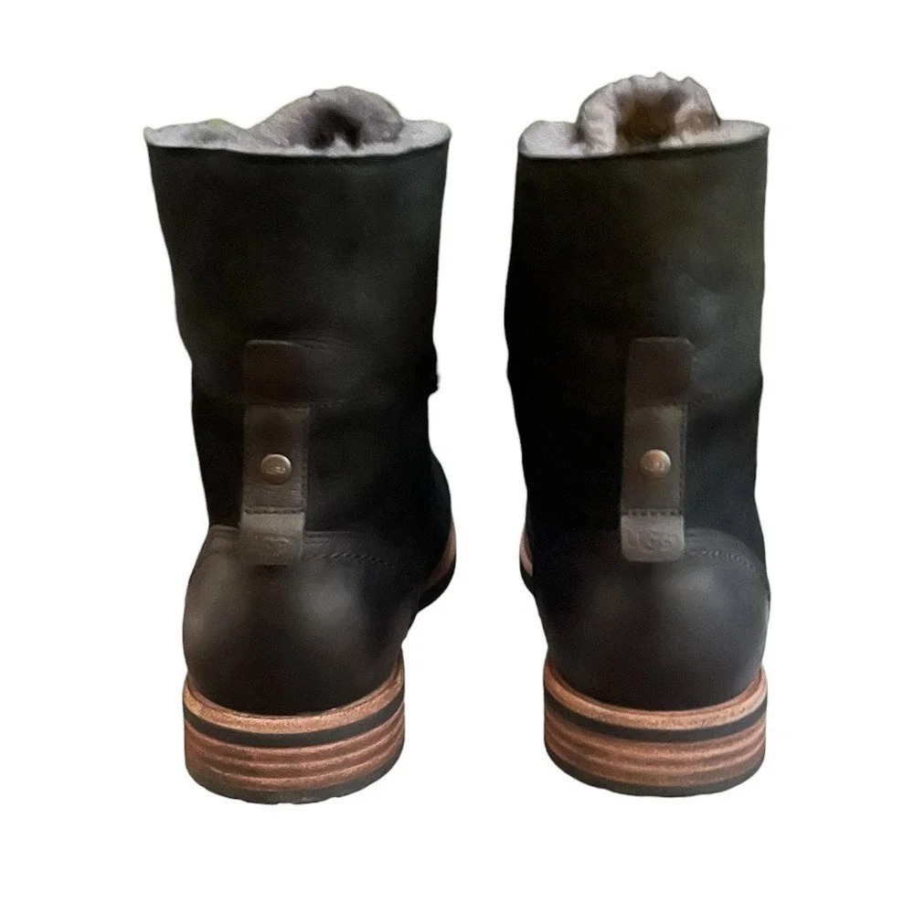 Men's UGG Black Lace-Up Boots Size 11 — Comfortable Rubber Sole